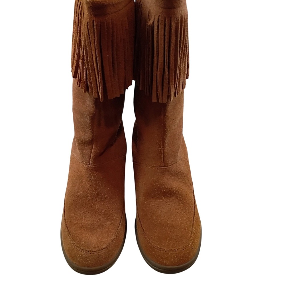 Skechers SKCH+3 Fringe Wedge Boots Womens 7.5‎ Rust Suede Leather Boho